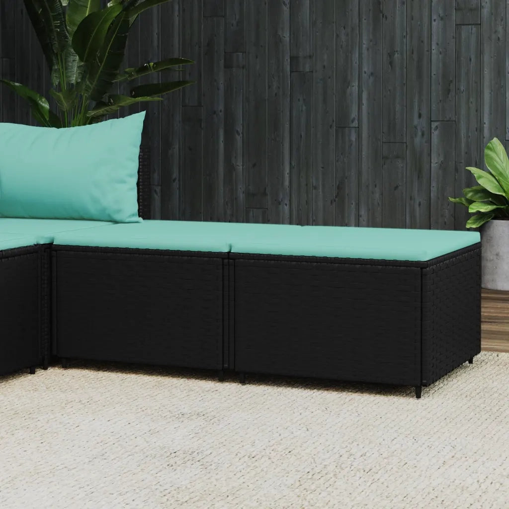 Poggiapiedi da Giardino con Cuscini in Polyrattan Nero CFW6118003