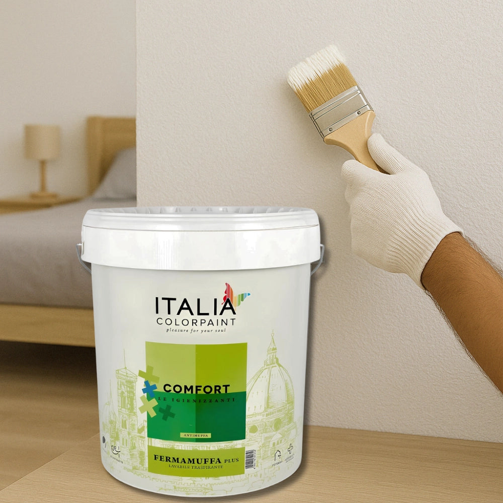Idropittura lavabile traspirante bianca interni umidità comfort fermamuffa plus *** formato 4 lt, confezione 1