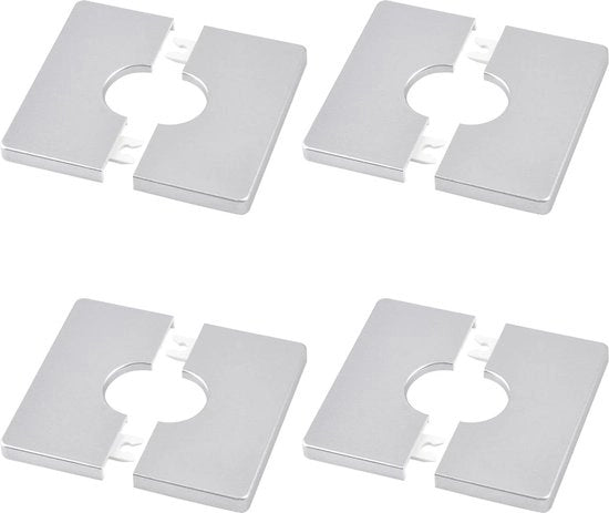 Copri tubi 4 pezzi ABS plastica piastre quadrata a rossetto autoadesivi coperture di tubo per doccia - coperture di doccia decorative - 28 mm diametro (argento)