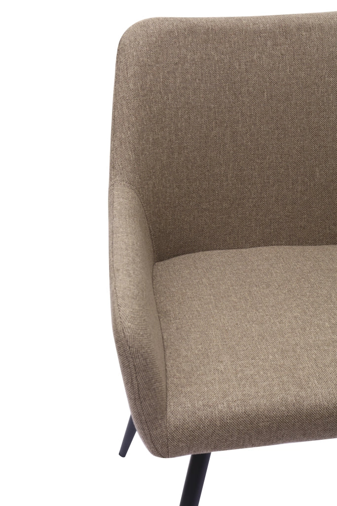 Sedia da Pranzo Set da 2 con Braccioli Alti Seduta Ampia Schienale Ergonomico in Tessuto e Metallo Cachi