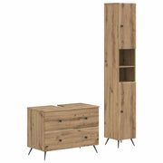 Set di Armadi da Bagno da 2 Pezzi BREDA Rovere Artigianale 3417566