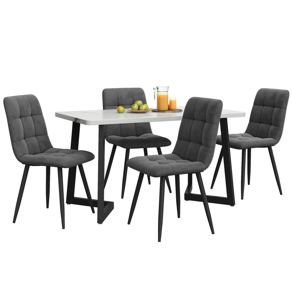 Tavolo da pranzo con 4 sedie 117x68 cm; moderno e compatto; MDF; grigio