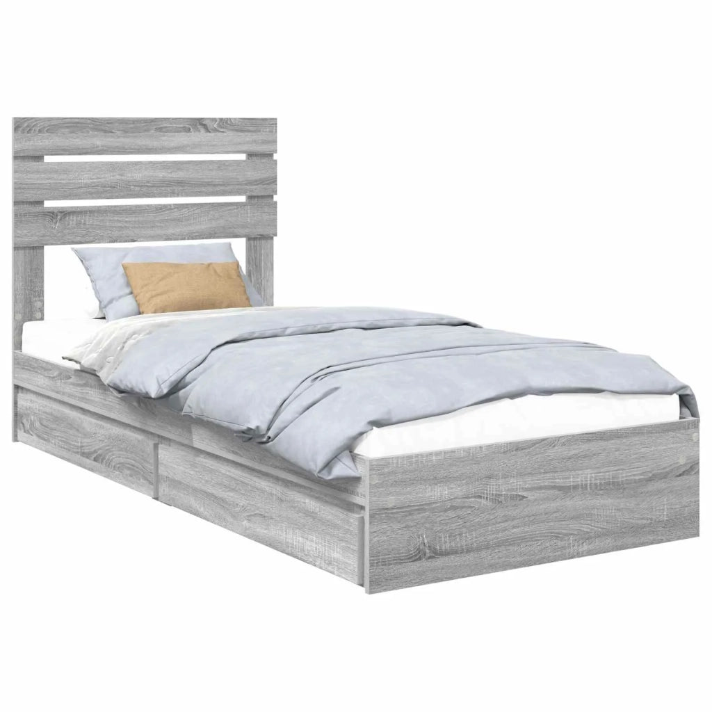 Letto con Contenitore con testiera Grigio Sonoma 90 x 190 cm