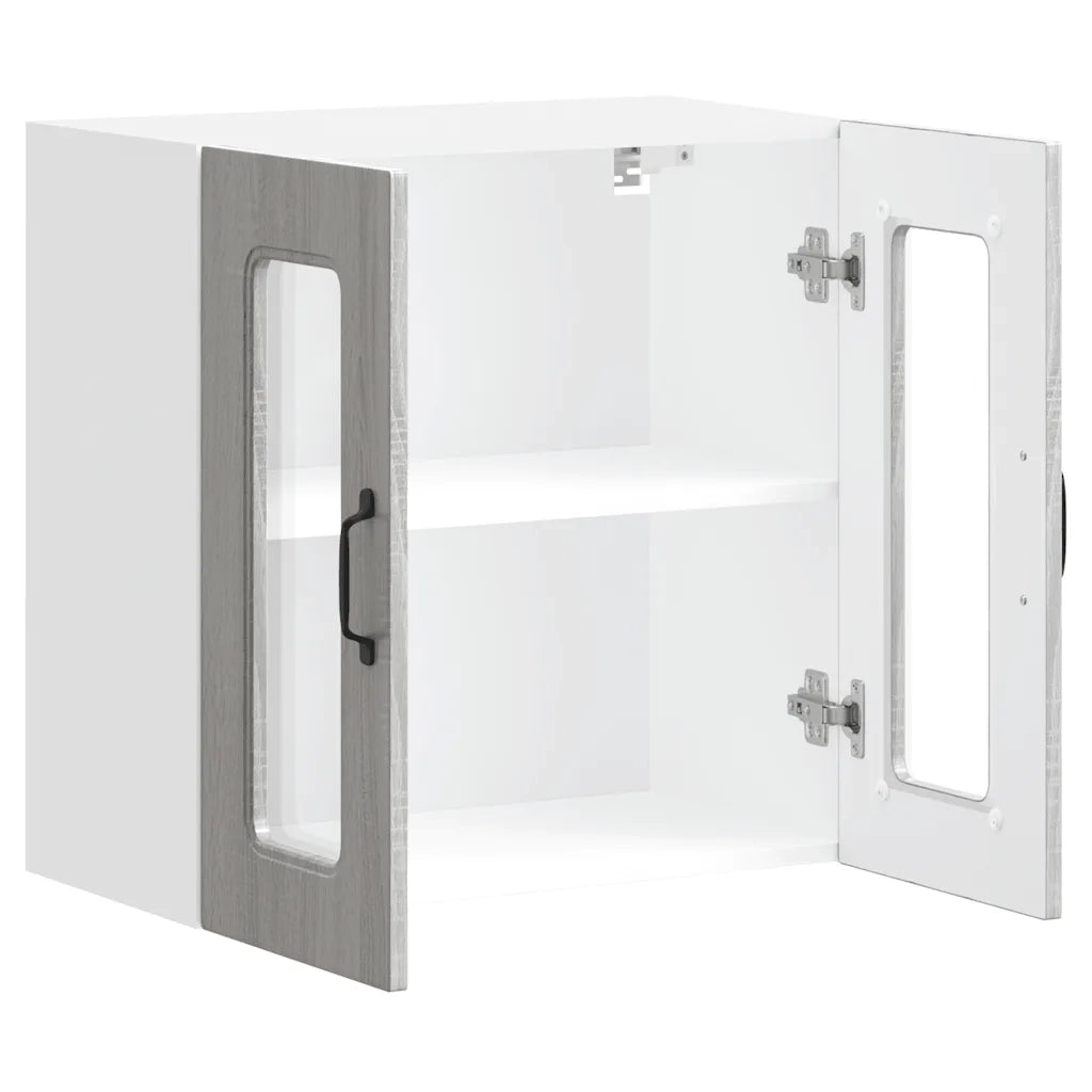 Pensile da Cucina con Porta in Vetro Kalmar Grigio Sonoma