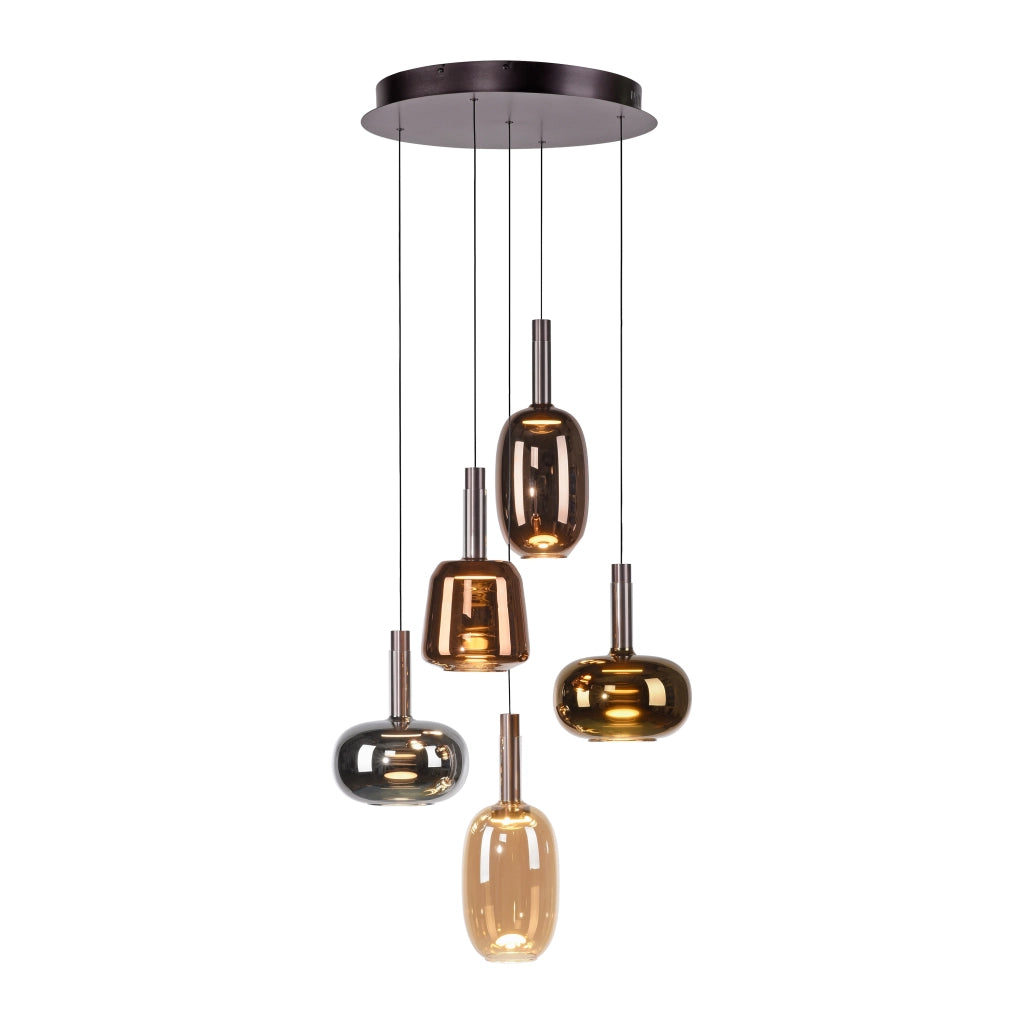 Lampadario rotondo Art Déco 5 luci LED Paul Neuhaus