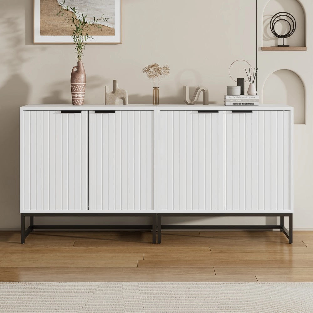 Cassettiera con 2 Ante e Cassetti ¨C MINIMAL ¨C Bianco, Metallo, 160x40x80 cm