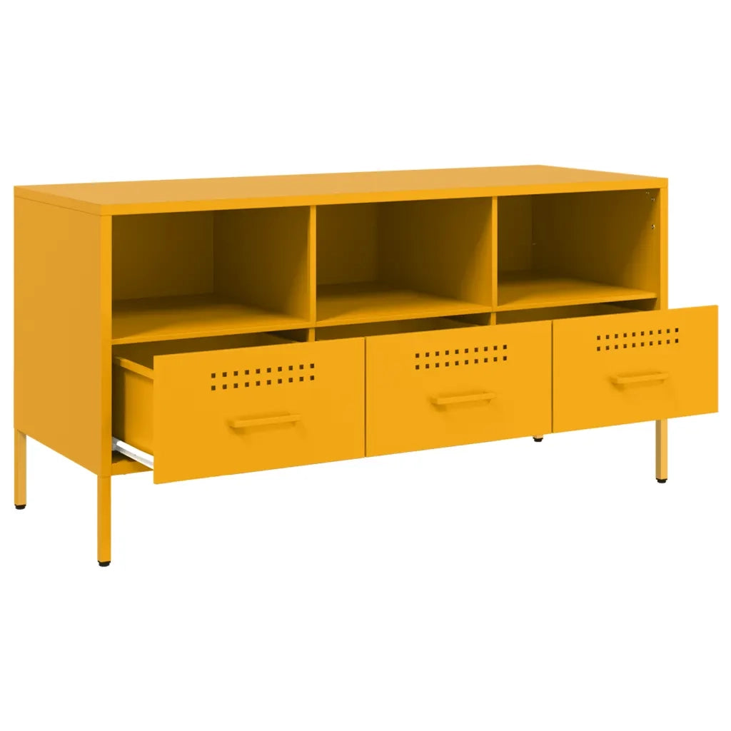 Mobile TV | Armadietto TV | Mobile Porta TV Giallo Senape 100,5x39x50,5 cm in Acciaio
