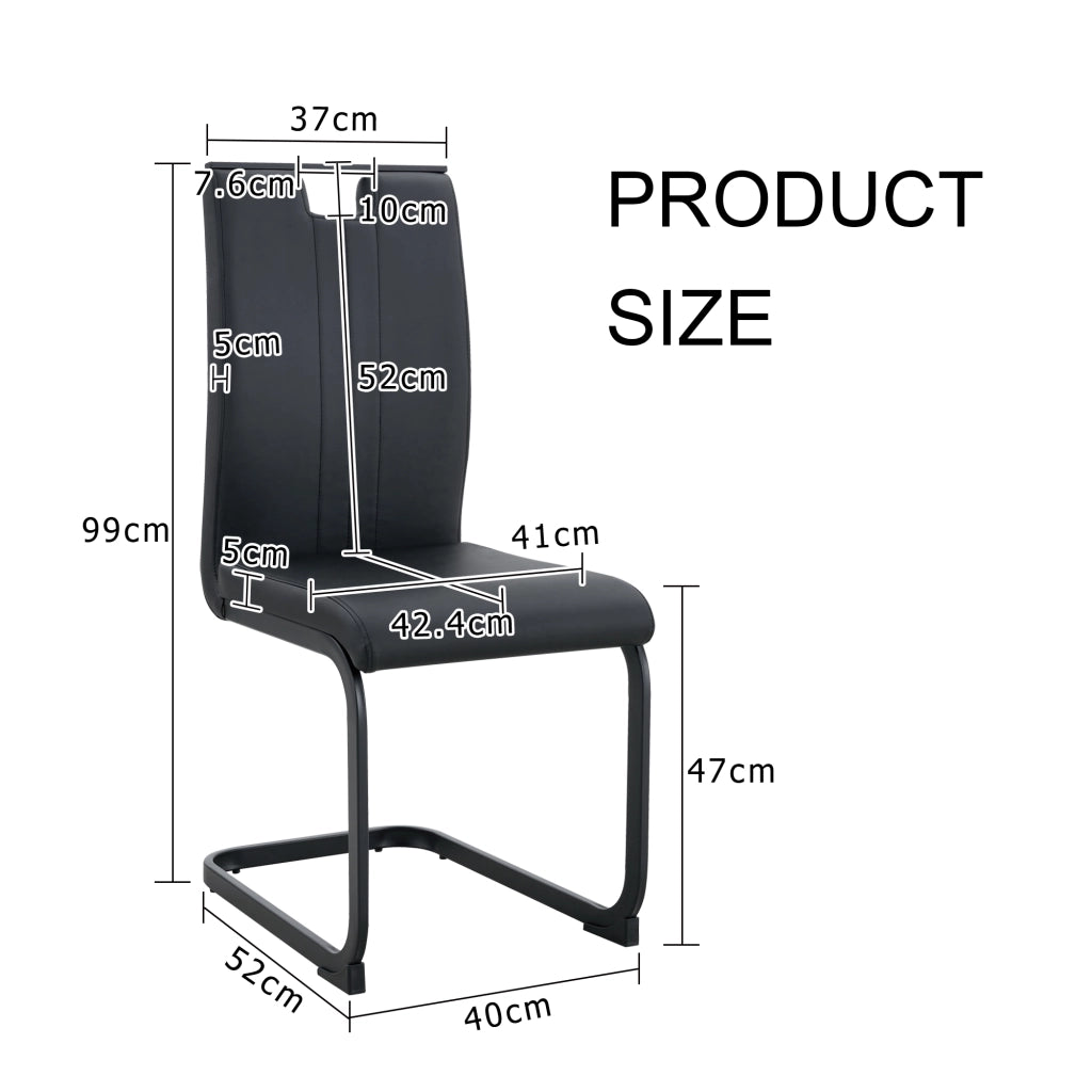 Sedia da Pranzo con Schienale Ergonomico e Piedini Antiscivolo, in PU, Nero