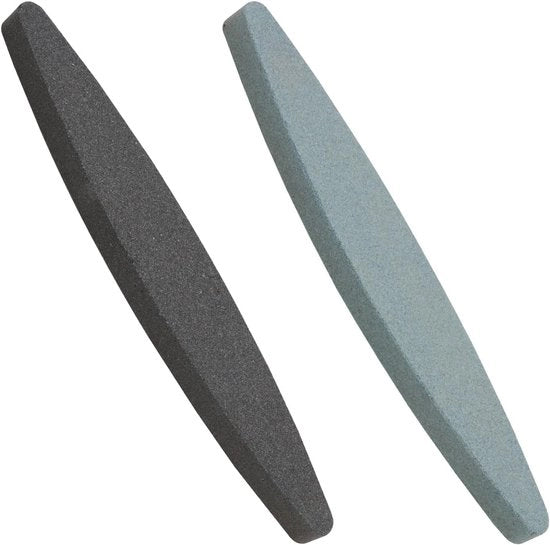 2 pezzi di pietra di affilatura per seghe, pietra di affilatura a corolla 180 e 240, pietra di affilatura per seghe, pietra di affilatura con corolla in carburo di silicio e ossido di alluminio per seghe, per seghe, cesoie, ceselli, falci, seghe per erba