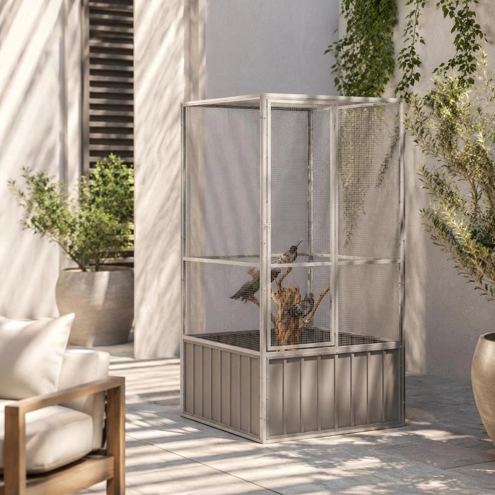 Birdcage Gray 111x107x211.5 Cm Galvanized Steel