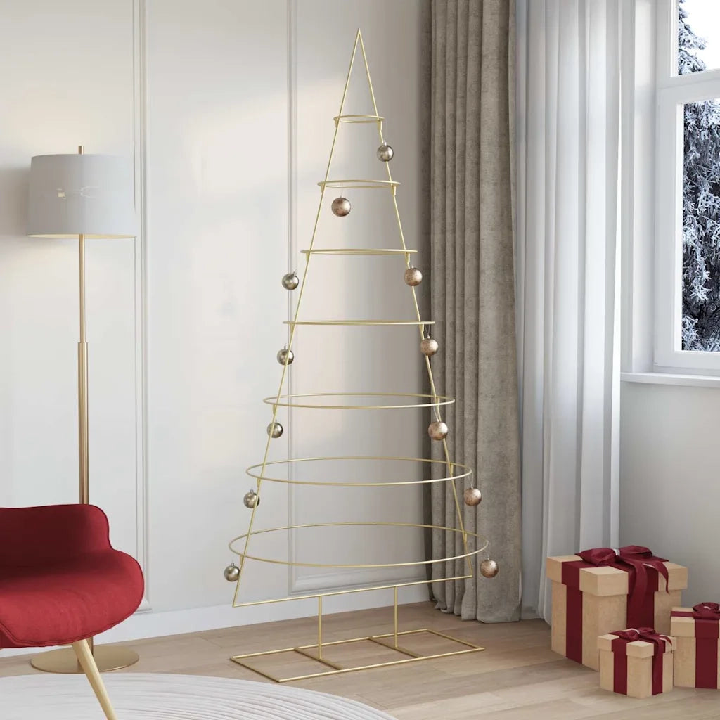 Albero di Natale in metallo con supporto Oro 209 cm