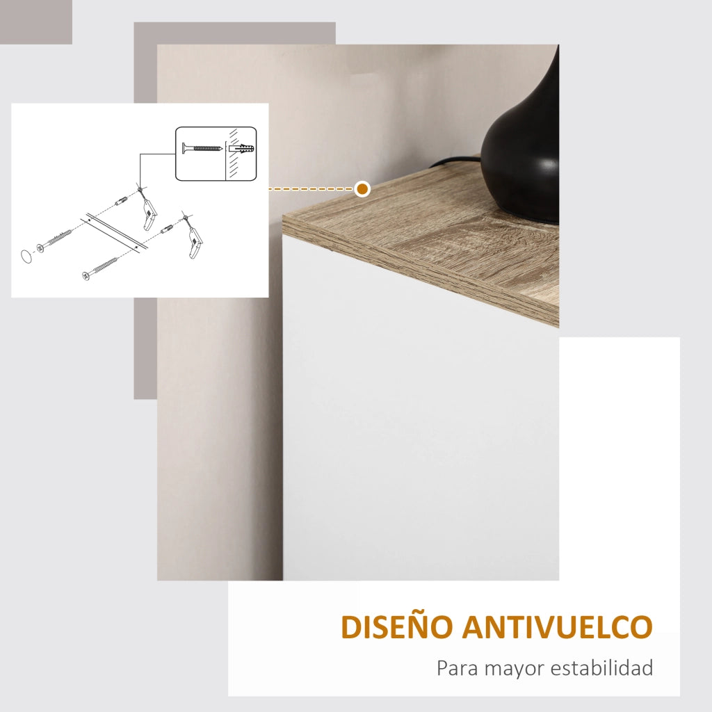Mobile con 2 Porte e Ripiano Aggiustabile ¨C zephmum ¨C Bianco 60x30x90 cm