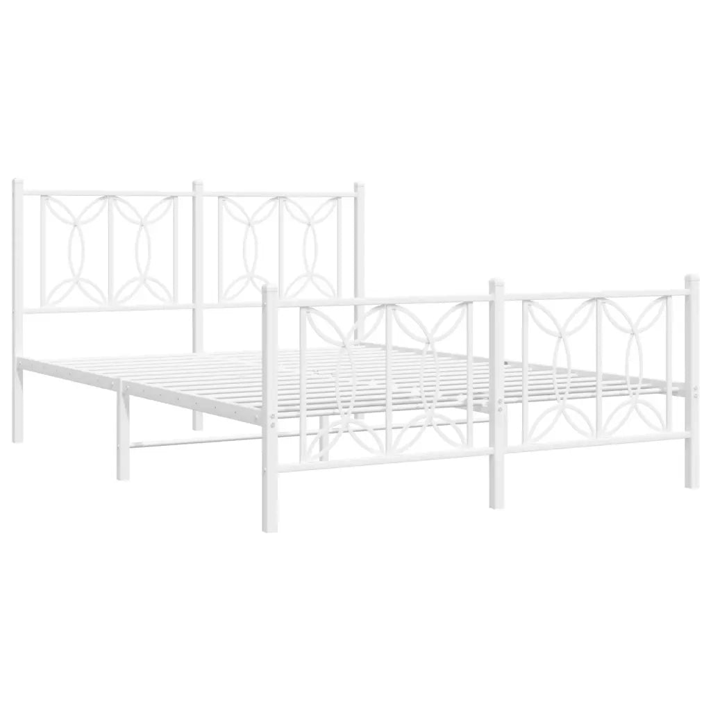 Giroletto con Testiera e Pediera-Struttura Letto Metallo Bianco 140x200 cm 690834