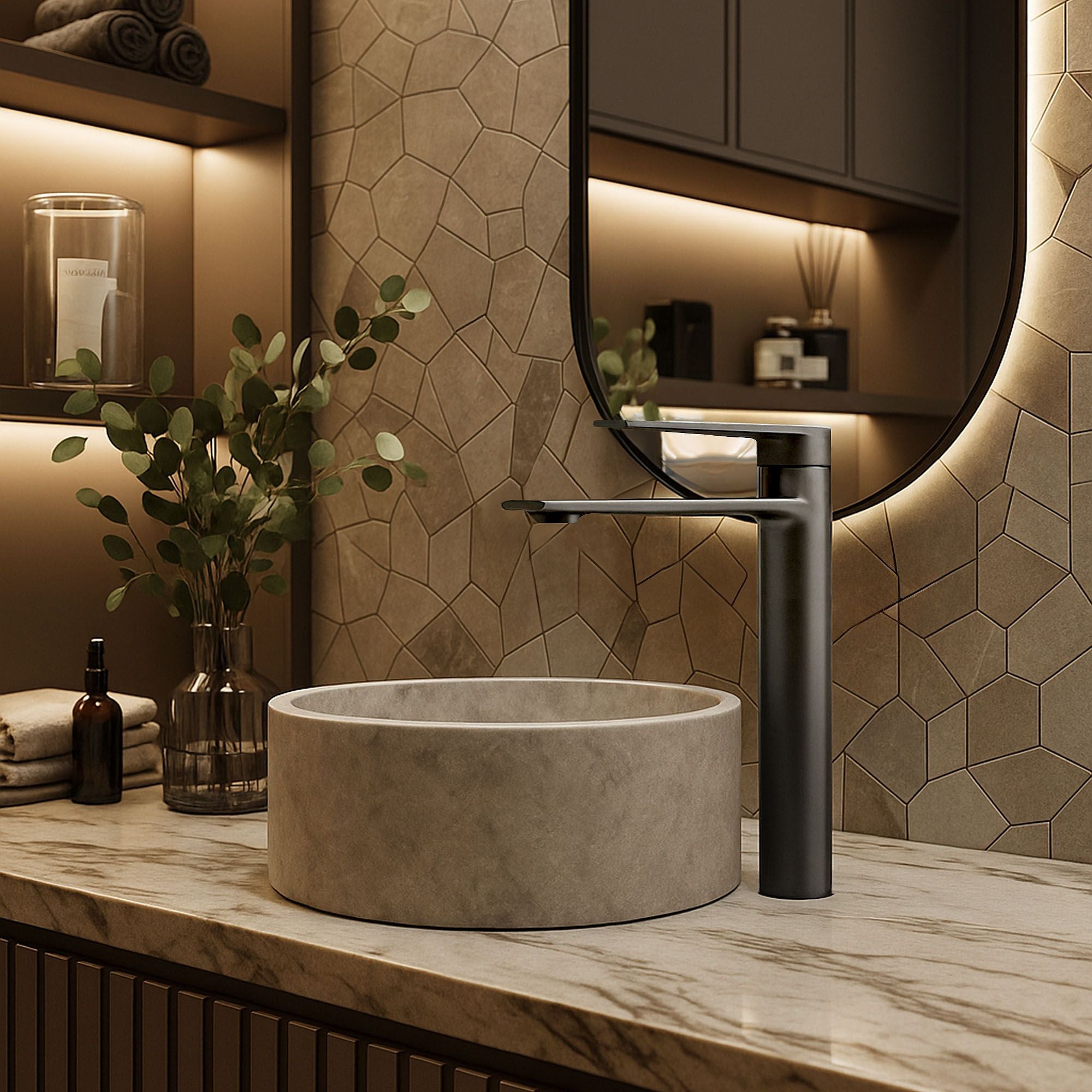 Rubinetto Da Lavabo Rea Storm Titanium High