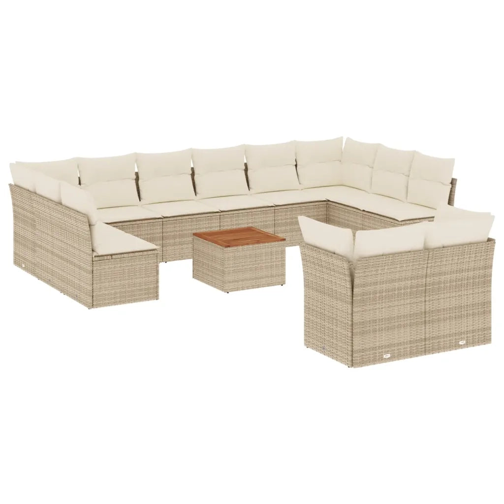 Set Divano da Giardino 13 pz con Cuscini Beige in Polyrattan 3256247