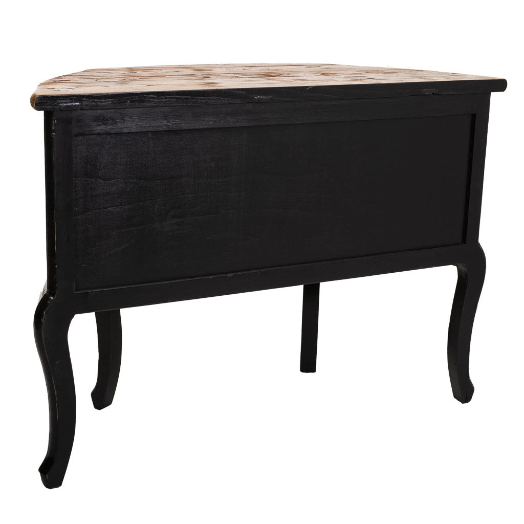 Credenza in legno dipinto a mano nero 115x45x83h cm