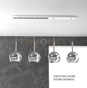 SOSP. OTTONE SAT. RETTANGOLARE 4 LUCI VETRI TUTTI PICCOLO CROMO 1155OS-S4 RP-CR