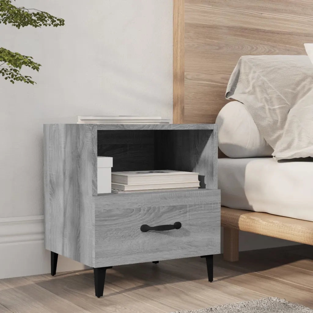 Set di 2 Comodini | Armadio da Notte | Mobiletto da notte Grigio Sonoma in Legno Multistrato