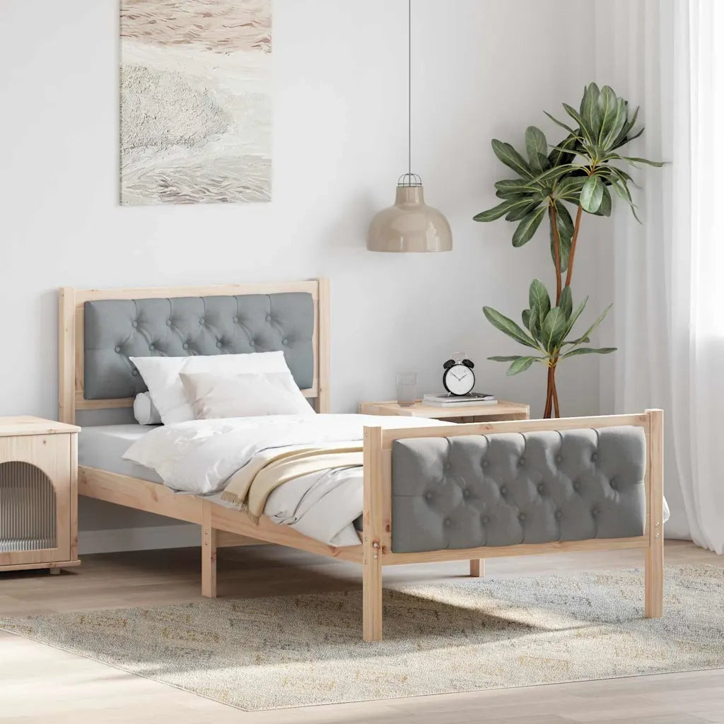 Struttura del letto Grigio chiaro 90 x 200 cm Pino massello 878424