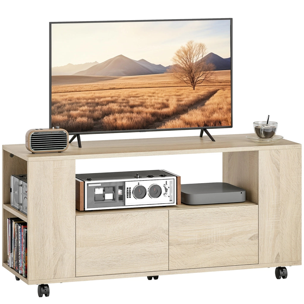 Mobile TV con ruote ¨C zephmum ¨C bianco, legno, 102x30x cm