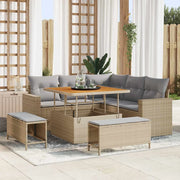 Set Divano da Giardino 9 pcs Beige e Grigio Chiaro polyrattan 3363557