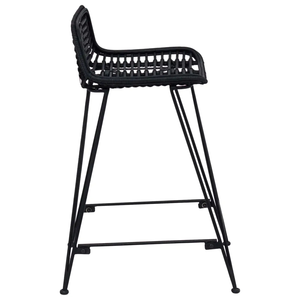 Sgabello da bar 2 pcs Nero 44 x 45 x 76 cm Rattan e acciaio