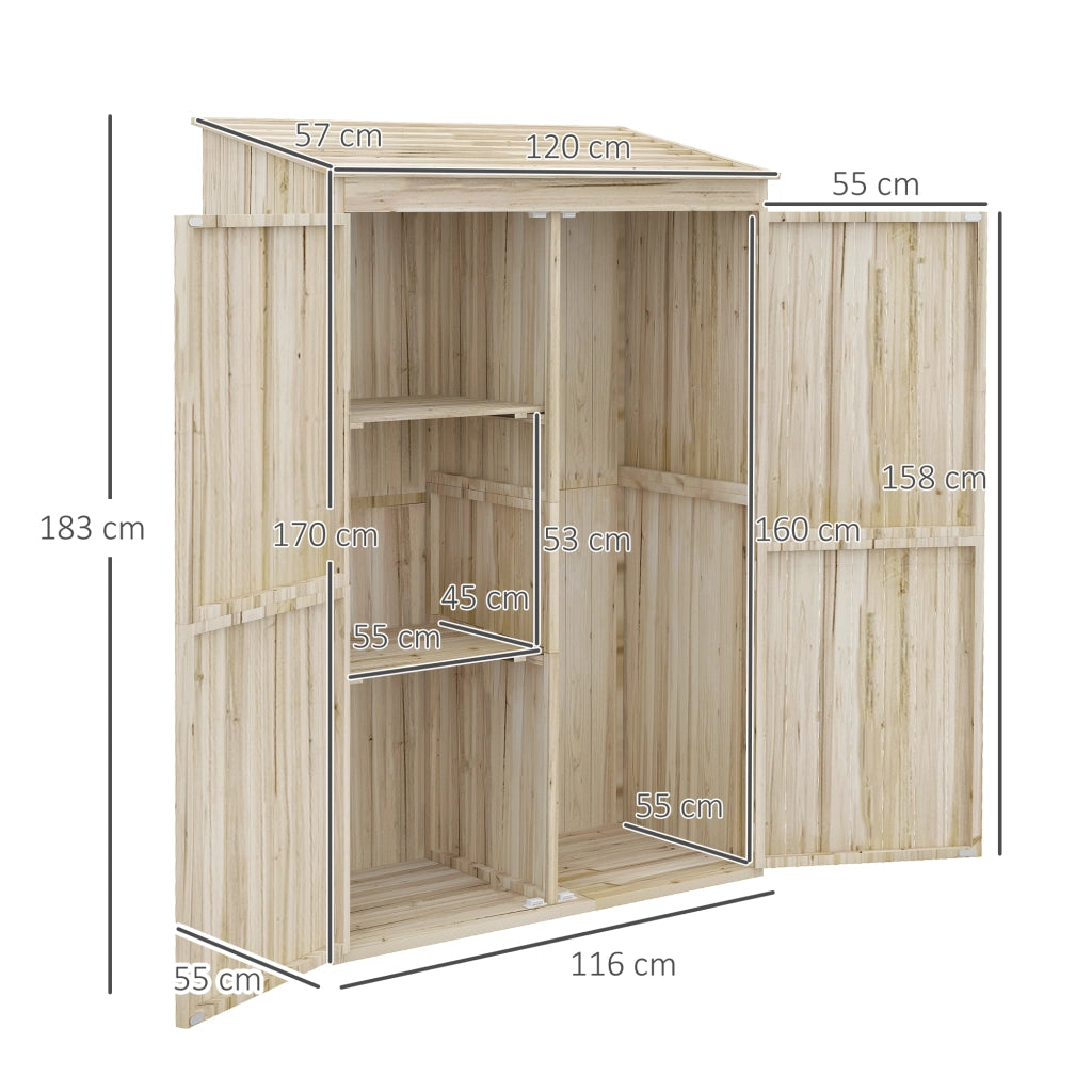 Armadio da giardino ¨C zephmum ¨C legno naturale 120x57x183 cm