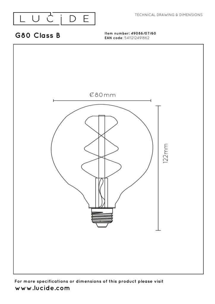 Lampadina LED filamento E27 7W 2700K 1300lm Lucide