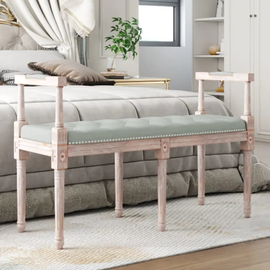 Panca-Sgabello Grigio Chiaro 110x40x70 cm in Velluto