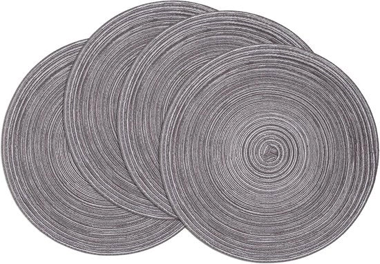 Set di Sostegni Sferici - 4 Pezzi - Design Tessuto Resistente al Calore - Mix Cotone Poliester - 38 Cm di Diametro Grigio - Set da 4 Pezzi - Per Tavola da Pranzo Festa e Uso Giornaliero