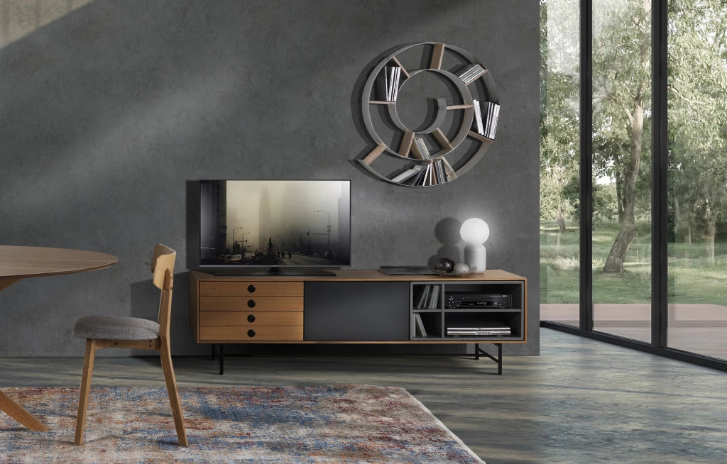 Madia porta TV effetto legno finitura rovere cm. L.170 P.40 H.51