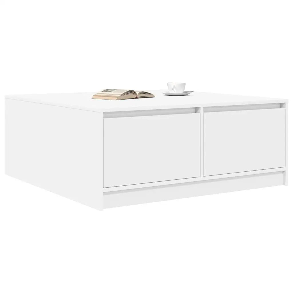 Tavolino da Salotto con Cassetti Bianco 100x100x40 cm 3328399