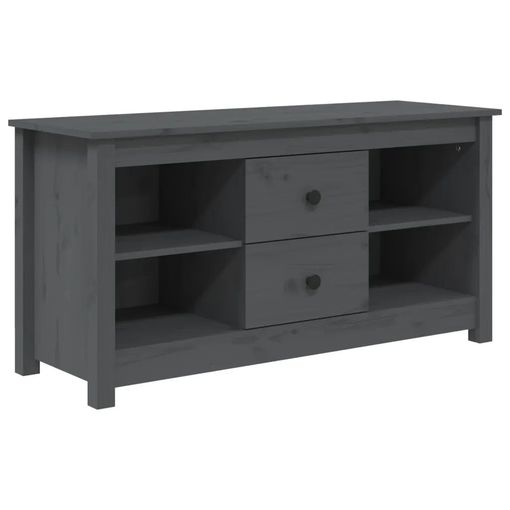 Mobile Porta TV Grigio 103x36,5x52 cm in Legno Massello di Pino 814571