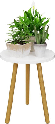 Sedia fioriera con tavola per piante in legno, piccola tavola da notte - 40 cm