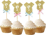 Decorazioni per cupcake per festa di rivelazione del sesso, compleanno, matrimonio, battesimo e baby shower - 24 pezzi