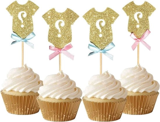 Decorazioni per cupcake per festa di rivelazione del sesso, compleanno, matrimonio, battesimo e baby shower - 24 pezzi