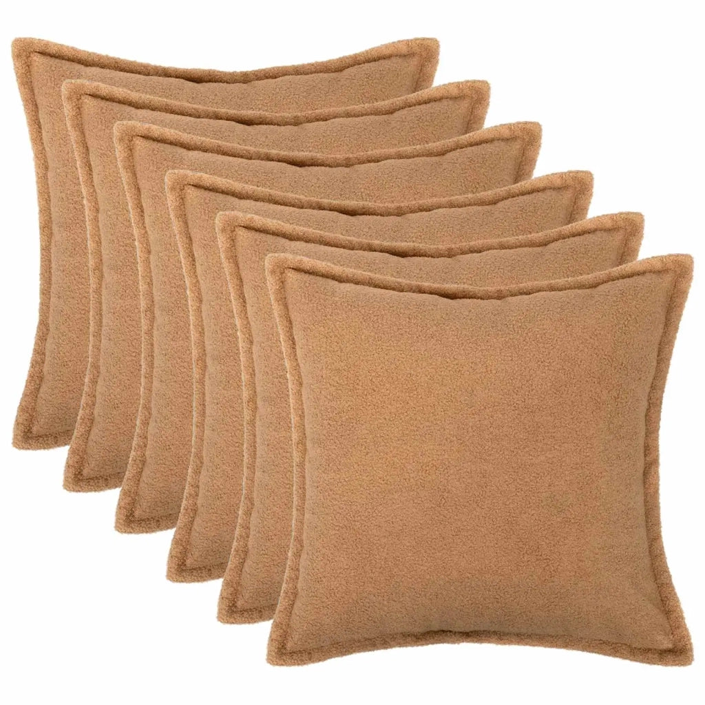 Federa 6 pcs HOUTEN Beige 50 x 50 cm Bouclé 919136