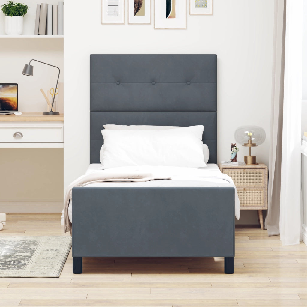 Struttura Letto  Grigio Scuro 90x190 cm in Velluto