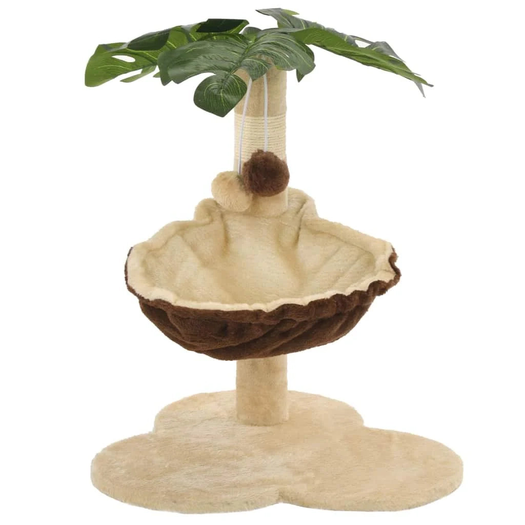 Tiragraffi albero per gatti cuccia per gatti peluche in sisal 50 cm beige e marrone 3702040