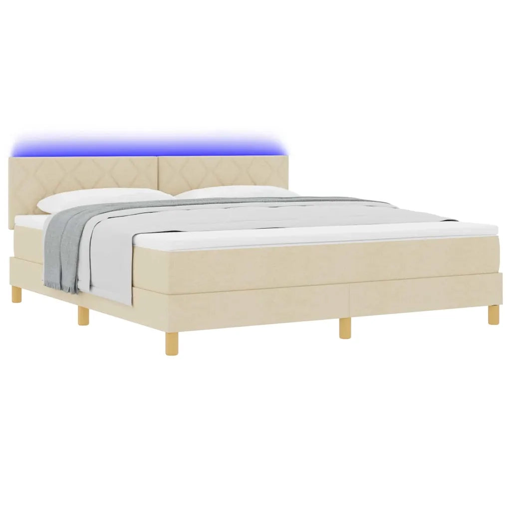 Letto a molle con materasso Crema 180 x 200 cm Tessuto 3342539