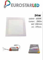 Faretto Pannello Led Incasso 24w Quadrato Luce Fredda 6500k 2400lm