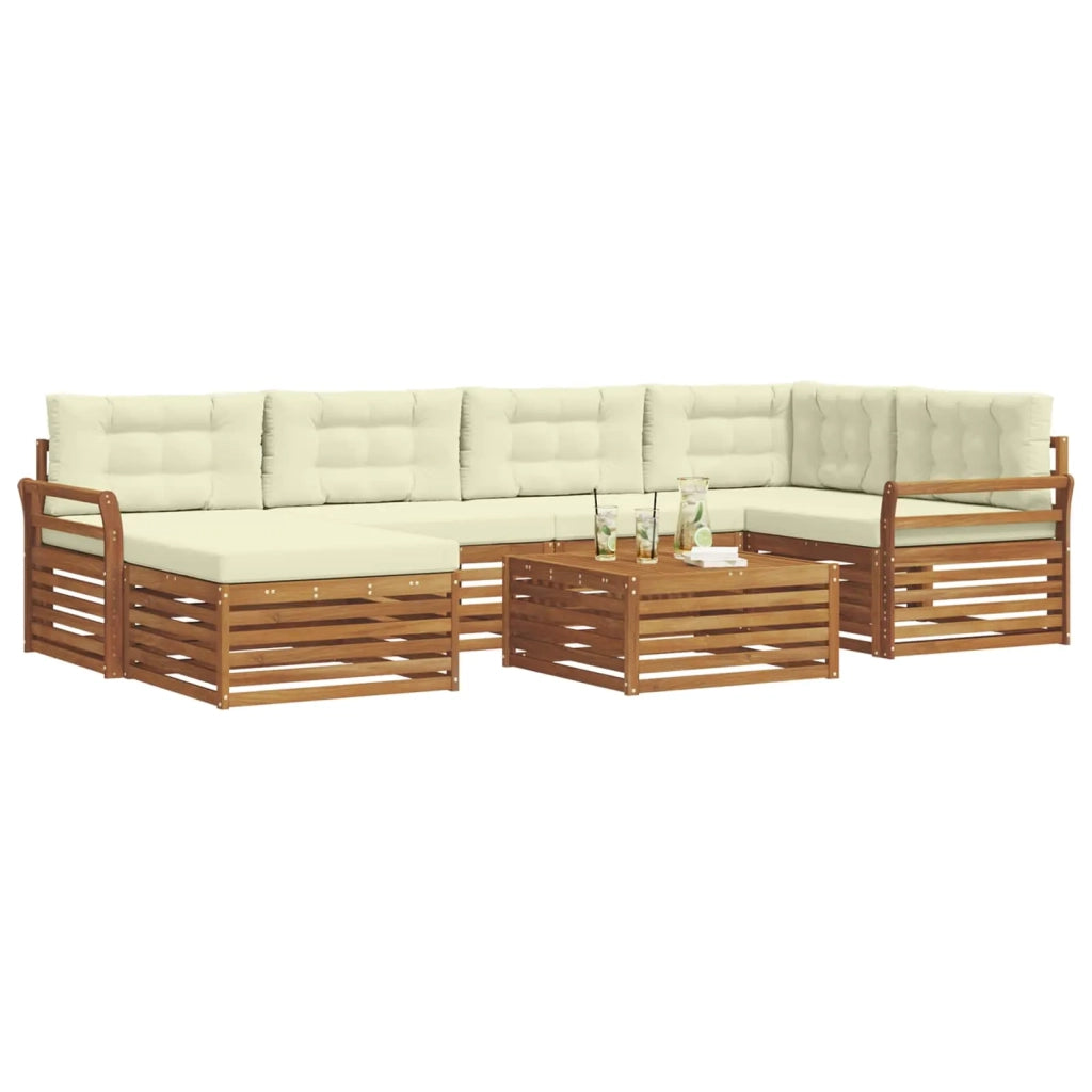 Set di divani da esterno con cuscino 7 pcs Naturale e Crema 3373780