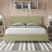 Letto matrimoniale francese senza rete imbottito 140x190 microfibra tè verde Adele