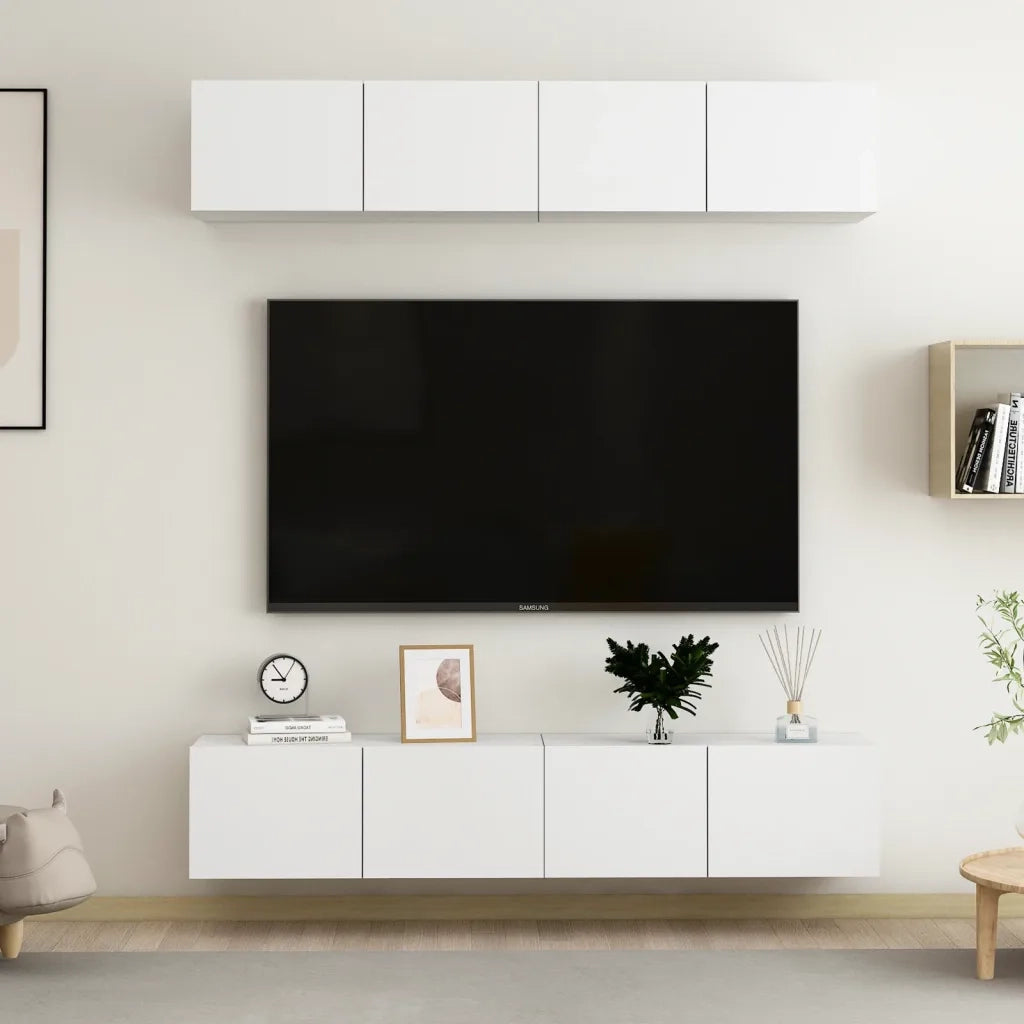 Mobili TV 4 pz Bianchi 80x30x30 cm in Legno Multistrato 3074451