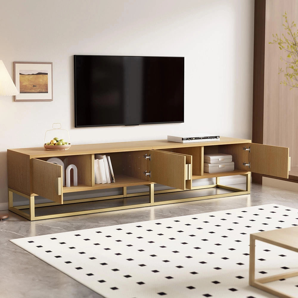 Mobile TV 4 porte - Xylo - 180cm venature legno maniglie semicircolari