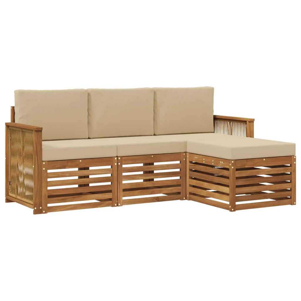 Set di divani da esterno 4 pz Naturale e Beige 3384209