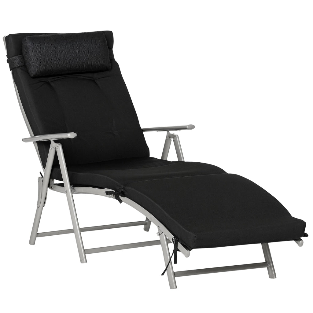 Chaise Longue Pieghevole con Materasso ¨C zephmum ¨C 7 Posizioni Nero Tessilene Poliestere