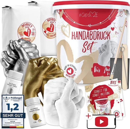 Stampo 3D a impronta per coppie con colori argento + oro, Made in Germany, regalo di anniversario per lui e lei, doni per coppia, regali personalizzati per matrimonio, San Valentino