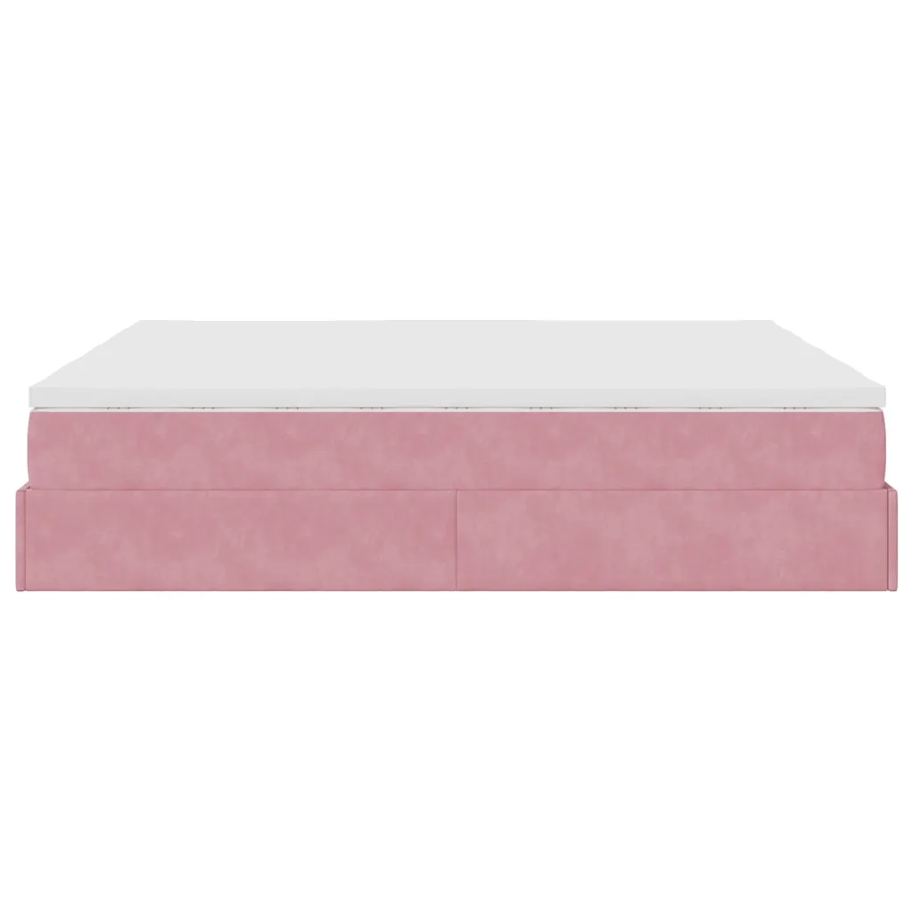 Struttura Letto Pouf con Materassi Rosa 200x200 cm Velluto 3311272