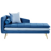 Chaise longue Blu e Azzurra versione sinistra Trapuntata Bottoni Spessamente Imbottiti Mobili Soggiorno versione sinistra